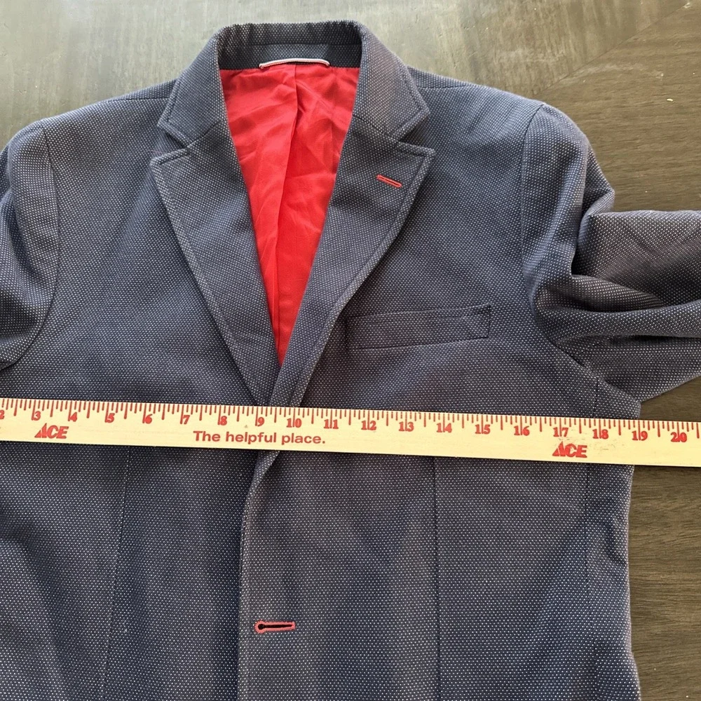 EL GANSO Men's Navy Elbow Patch Regular-Fit Blazer Size US 38 Made In Portugal